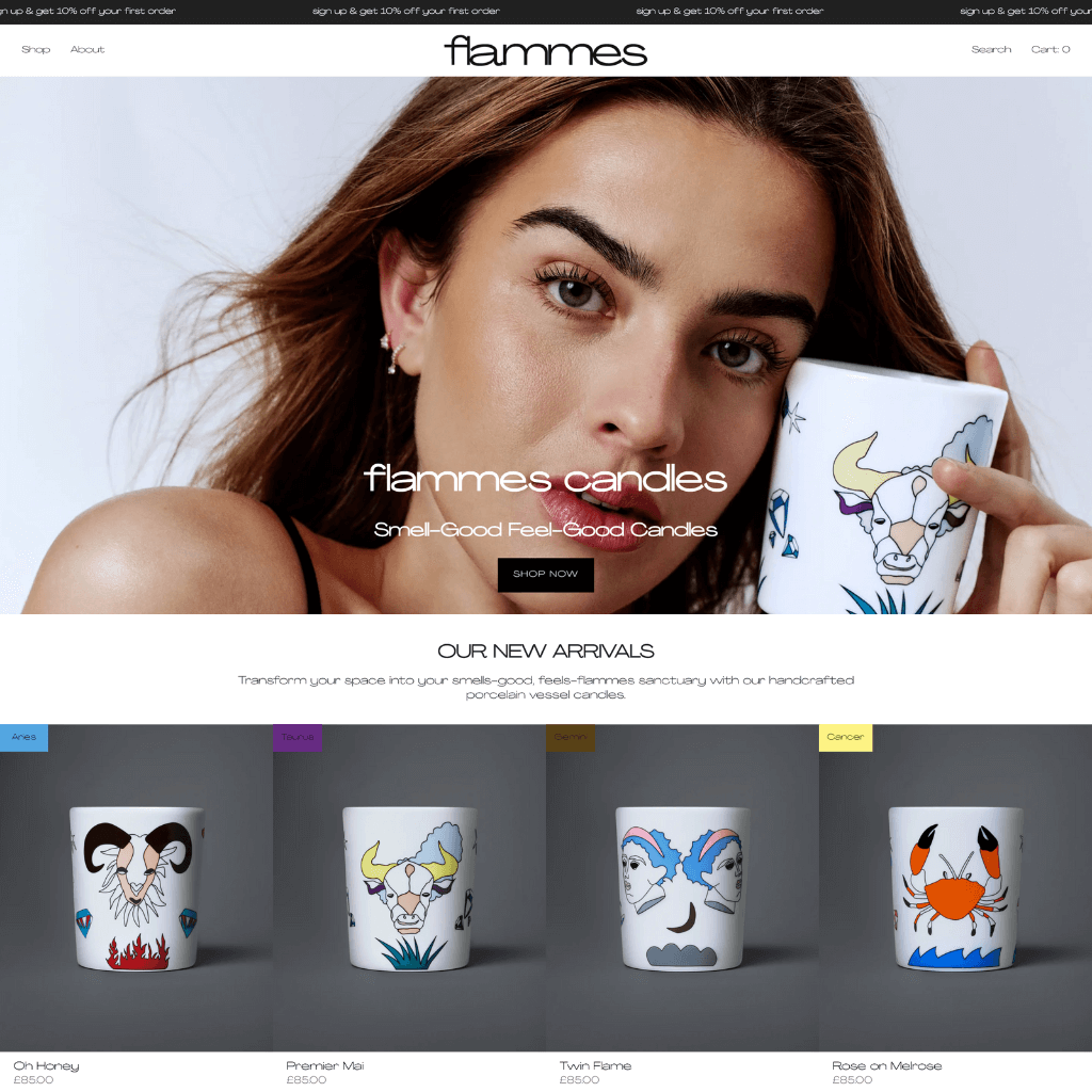 Flammes Candles Website